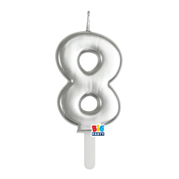 Candelina Plump Argento Metal Numero 8